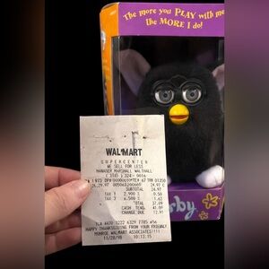 1998 Tiger Electronics Furby Black Charcoal NIB w/ Walmart Receipt Vintage Toy